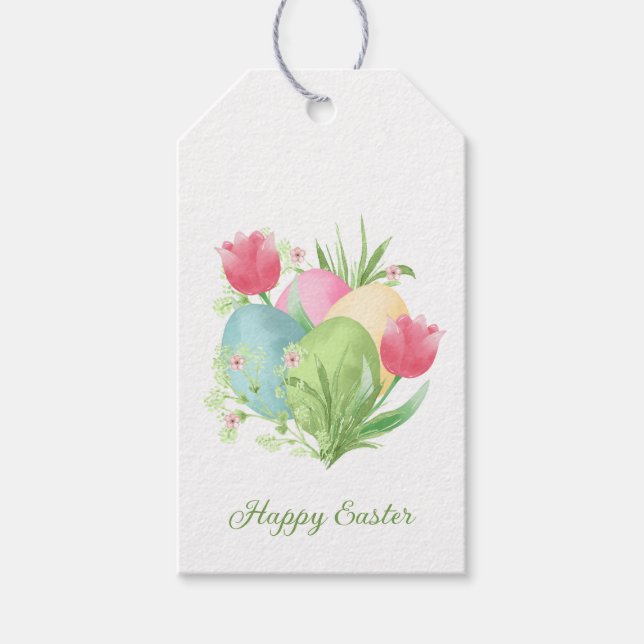 Färgiga Påskägg Cute Chicken Presentetikett (Framsidan)