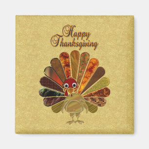 Färgigt Happy thanksgiving Turkiet Magnet
