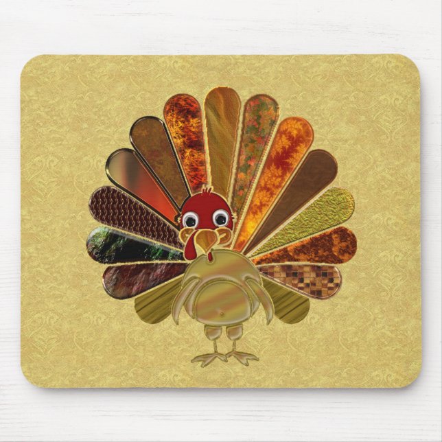 Färgigt Happy thanksgiving Turkiet Musmatta (Framsidan)