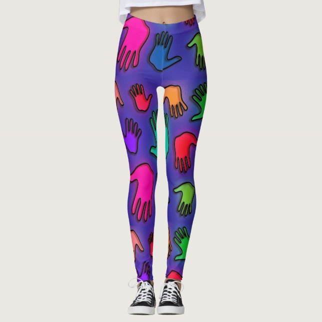 Färgigt Neon Händer Leggings (Framsida)