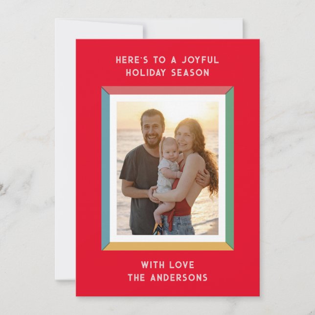 Färgigt Ram med stort Hälsning Julkort (Framsida)