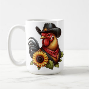 Färgigt Tupp i Cowboy Hat med solros Kaffemugg