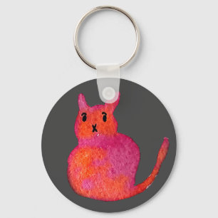 Färgillustration av kattens vita rosa nyckelring