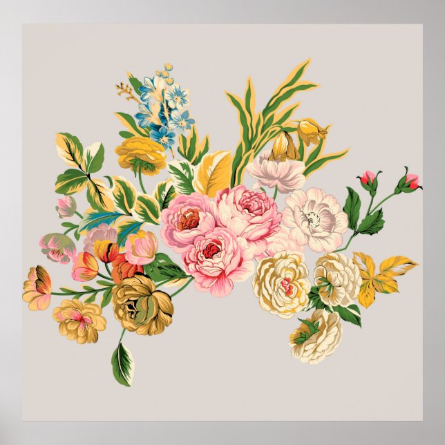 Färgillustration för digitala blommor. Manuell ell Poster (Framsidan)