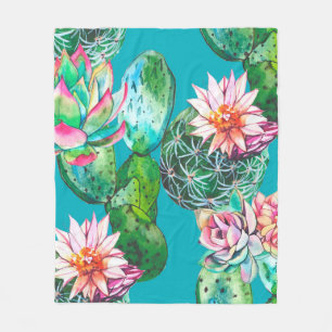 Färgillustration för succulents mönster fleecefilt