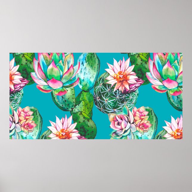 Färgillustration för succulents mönster poster (Framsidan)