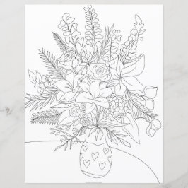 Färgillustration för svart vit blommigt, bouquet