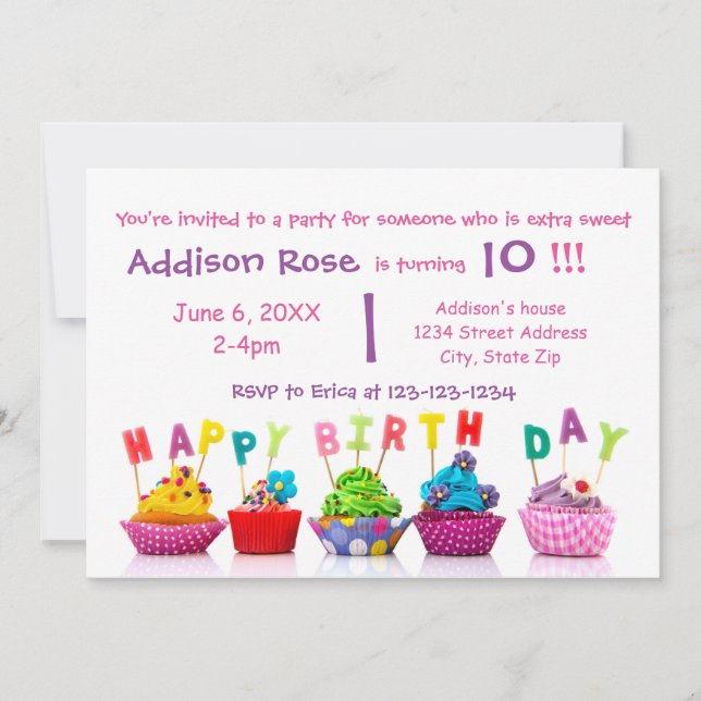 Färgkaka - Birthday Card Inbjudningar (Framsida)