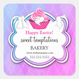 Färgkakor Vitaktiska Bunnies Bakery Fyrkantigt Klistermärke