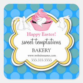 Färgkakor Vitaktiska Bunnies Bakery Fyrkantigt Klistermärke