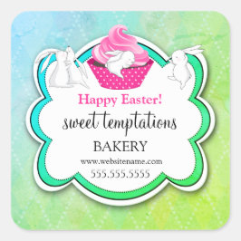 Färgkakor Vitaktiska Bunnies Bakery Fyrkantigt Klistermärke
