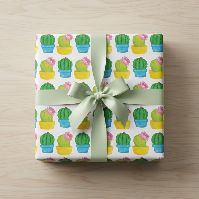 Färgkaktus Blockerar Pappra Presentpapper (Cactus Gift Wrapping Paper)