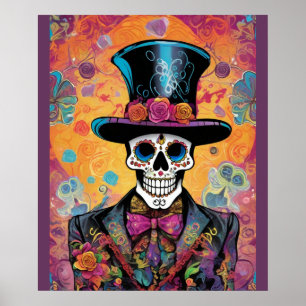 Färgkalavera: Day of the dead Skeleton Poster