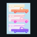 Färgkamerafack Mönster Vykort<br><div class="desc">Färgfull camping lastbilar dansar över det här kortet. Titta på min butik för mer!</div>