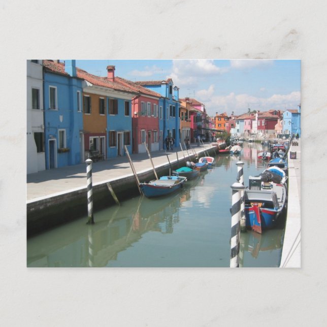Färgkanal i Burano, Italien Vykort (Framsida)