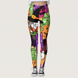 Färgkatt i halloween costume mönster leggings