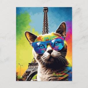 Färgkatt i Paris Vykort