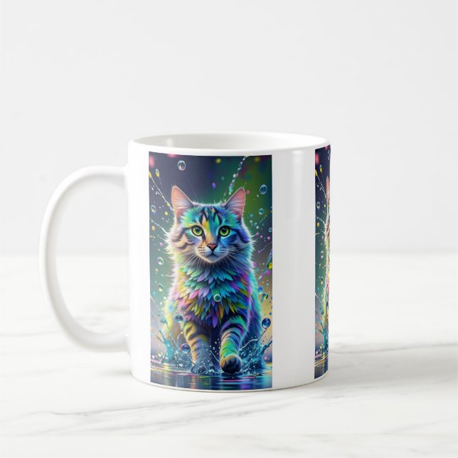 Färgkatt, stänk, målning, färggradering kaffemugg (Vänster)