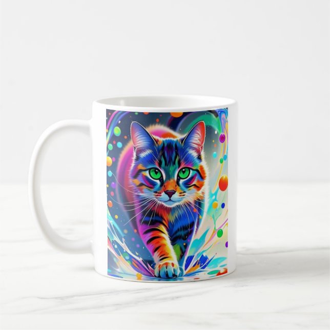 Färgkatt, stänk, målning, färggradering kaffemugg (Vänster)