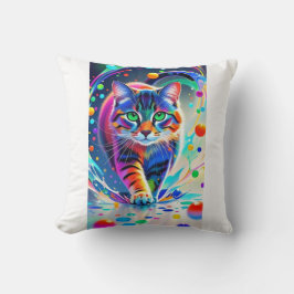 Färgkatt, stänk, målning, färggradering kudde