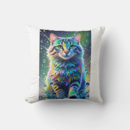 Färgkatt, stänk, målning, färggradering kudde