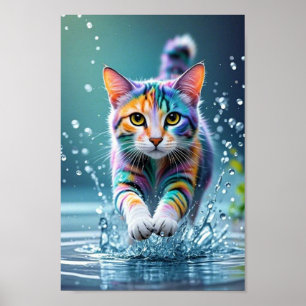 Färgkatt, stänk, målning, färggradering poster