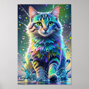 Färgkatt, stänk, målning, färggradering poster