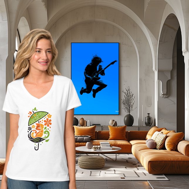 Färgkatt under paraplykonst t shirt (Skapare uppladdad)