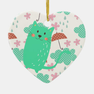 Färgkatter Julgransprydnad Keramik