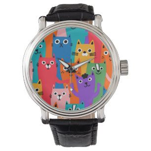 Färgkatter mönster armbandsur