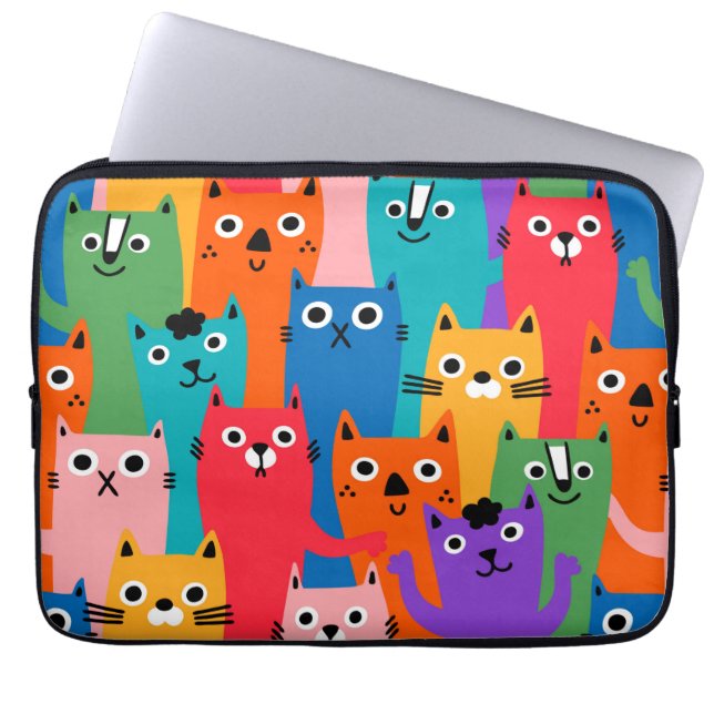 Färgkatter mönster laptop fodral (Framsidan)