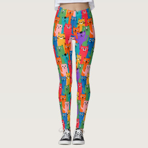 Färgkatter mönster leggings