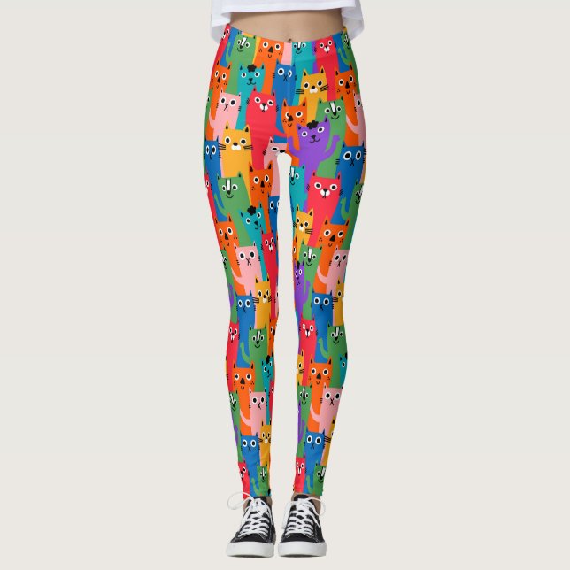 Färgkatter mönster leggings (Framsida)