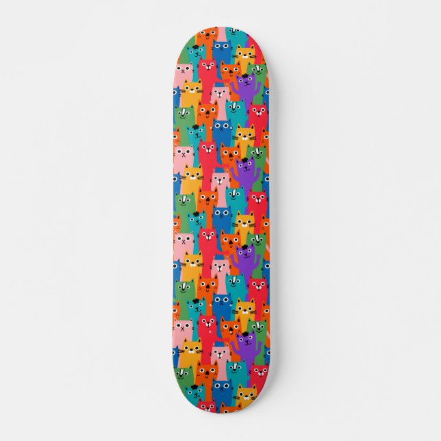Färgkatter mönster mini skateboard bräda 18,5 cm (Framsida)