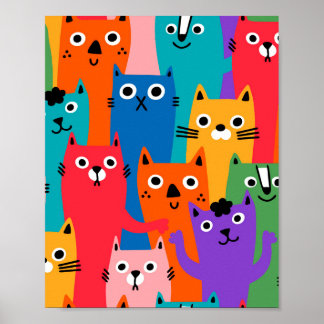 Färgkatter mönster poster