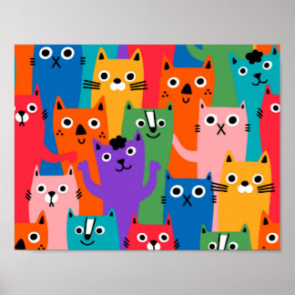 Färgkatter mönster poster
