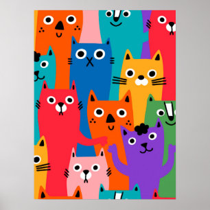 Färgkatter mönster poster