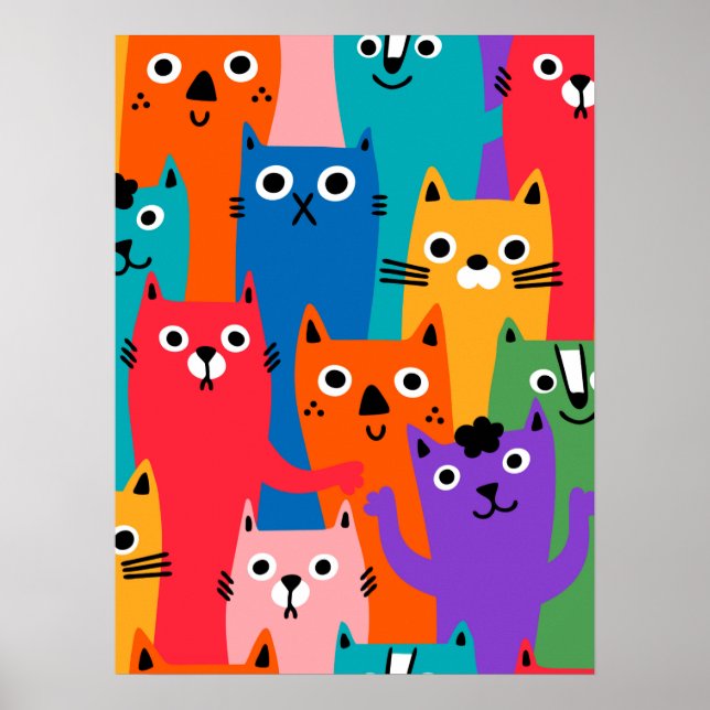 Färgkatter mönster poster (Framsidan)