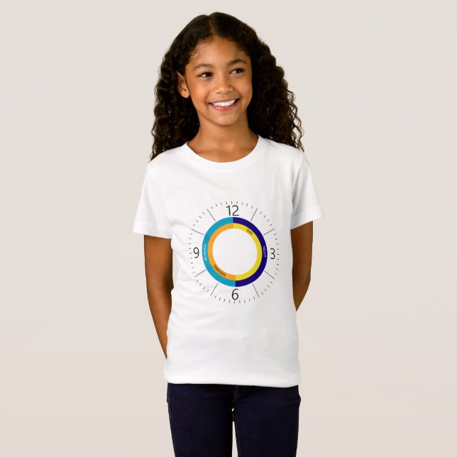 Färgklocka ansikte tee shirt (Hel framsida)
