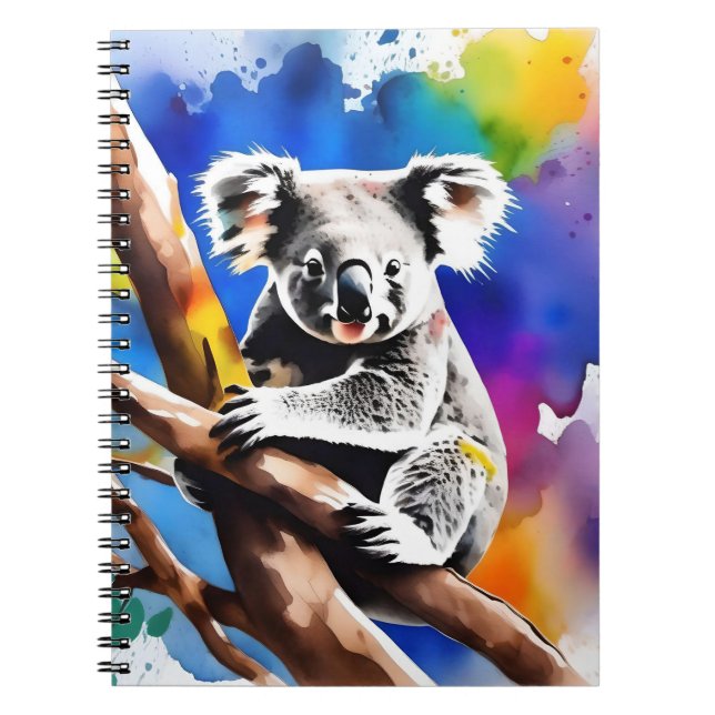 Färgkoala Bear Watercolor Stänk. Anteckningsbok (Framsidan)
