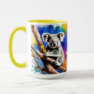 Färgkoala Bear Watercolor Stänk. Mugg