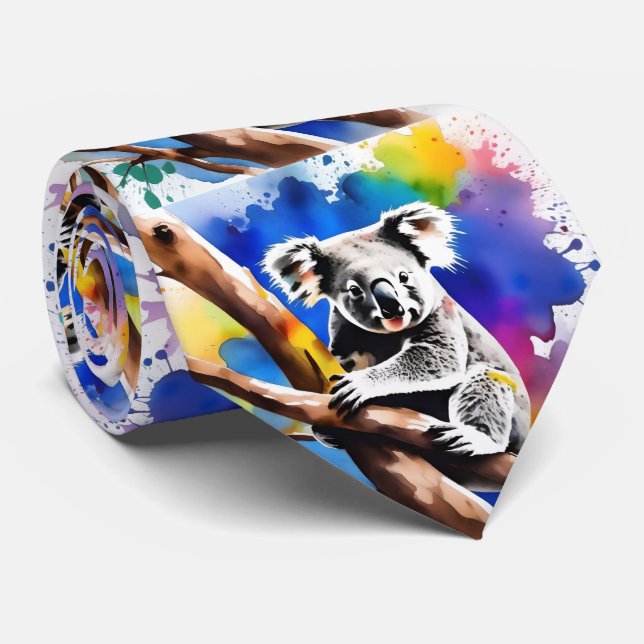 Färgkoala Bear Watercolor Stänk. Slips (Rullad)