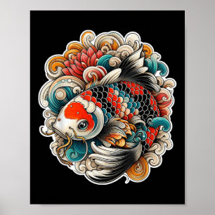 Färgkoi Fish Tattoo Design Japansk Art Nish Poster