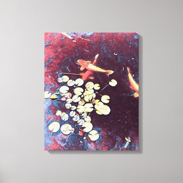 Färgkoifisk japansk fiskdamm canvastryck (Framsida)