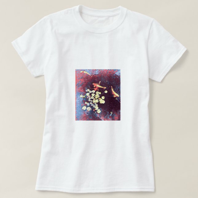 Färgkoifisk japansk fiskdamm t shirt (Design framsida)