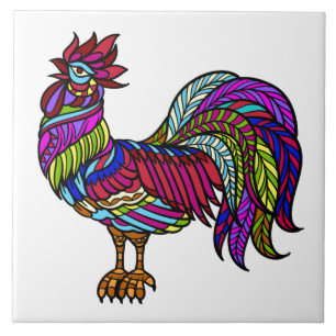 Färgkökyckling, Mandala Design Kakelplatta