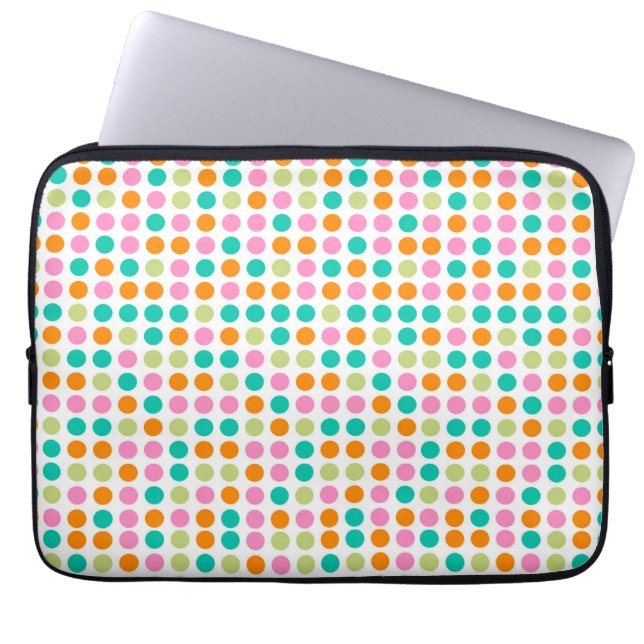 Färgkonfektyr polka dots retro 60:s konst laptop fodral (Framsidan)