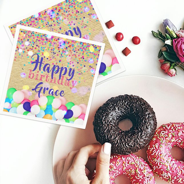 Färgkonfetti och bubblor Grattis på födelsedagen Pappersservett (Skapare uppladdad)