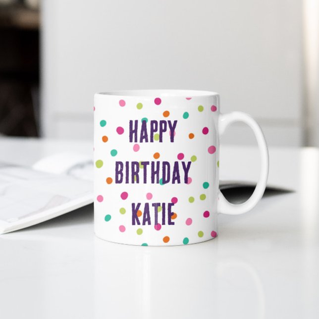Färgkonfetti sprinkles polka prick rainbow kaffemugg (Skapare uppladdad)