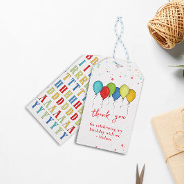Färgkonfetti Whimsical Calligraphy-ballonger Presentetikett